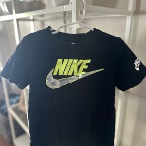 Nike Kids Black Tee with Neon Logo